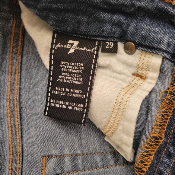 7 For All Mankind Gwenevere Cropped Jeans Stretch Blue Women’s Size 29 - Picture 3 of 11